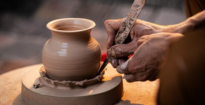 pottery, handcraft, ceramic vessel, potter's wheel, shape, creative, art, tradition, clay, vietnam, artist, hand, hanoi, creation, culture, craft, touch, simplicity, earthenware jar, artwork