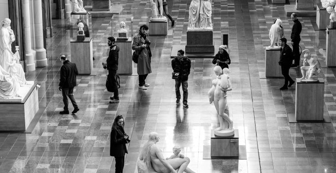 exhibition, museum, gallery, art, people, sculptures, statue, viewer, viewing, monochrome, museum, people, people, people, people, people